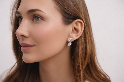 Diamond Pear Studs
