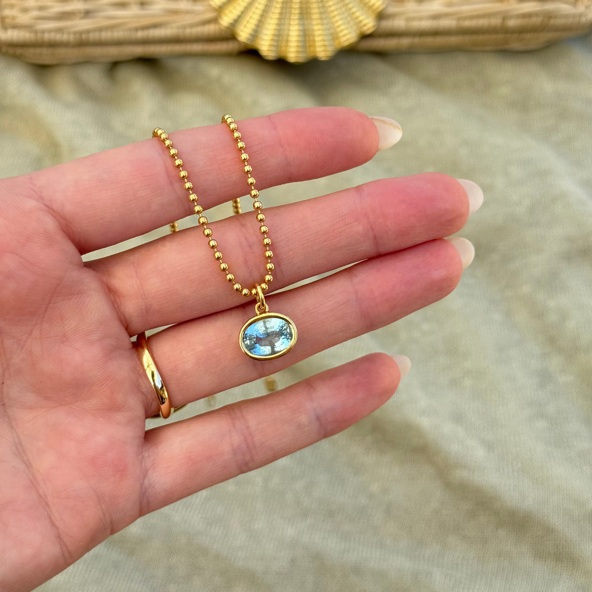 Oval Aquamarine Charm